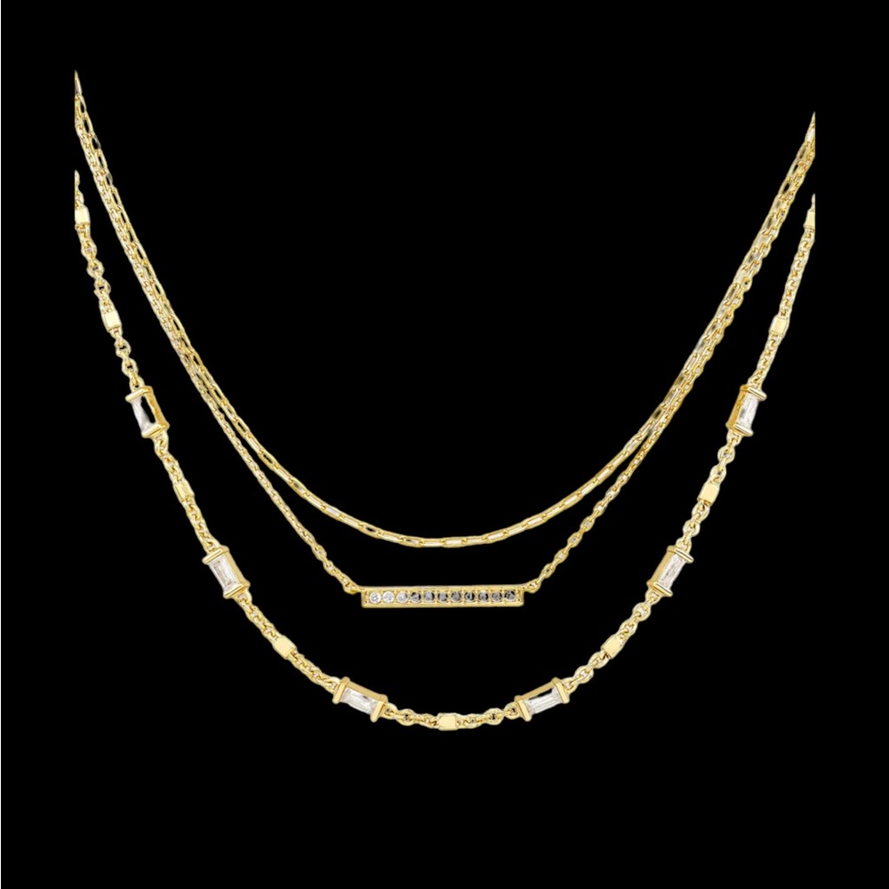 Kendra Scott Addison Triple Strand Necklace in Goldplated over Brass 2475 - Picture 2 of 3